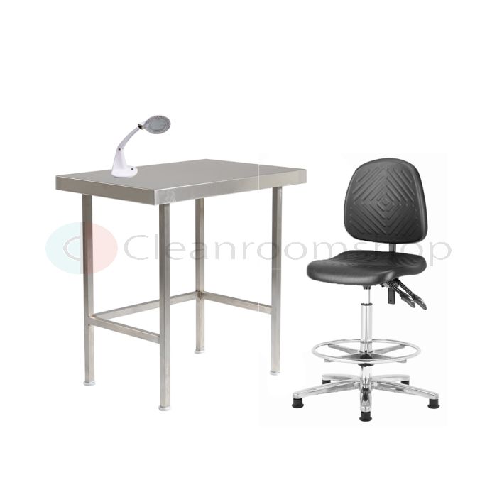 Cleanroom Workstation Combi Offer - Stainless Steel Table + Cleanroom Chair