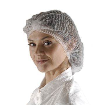 Mob Cap / Bouffant Hat - White - Pack of 100 - Case of 10