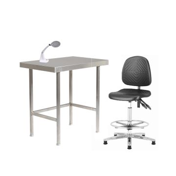 Cleanroom Workstation Combi Offer - Stainless Steel Table + Cleanroom Chair